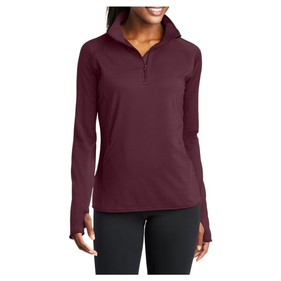 Yellow Rooster Women's Sport Wick Stretch 1/2 Zip Pullover Maroon S