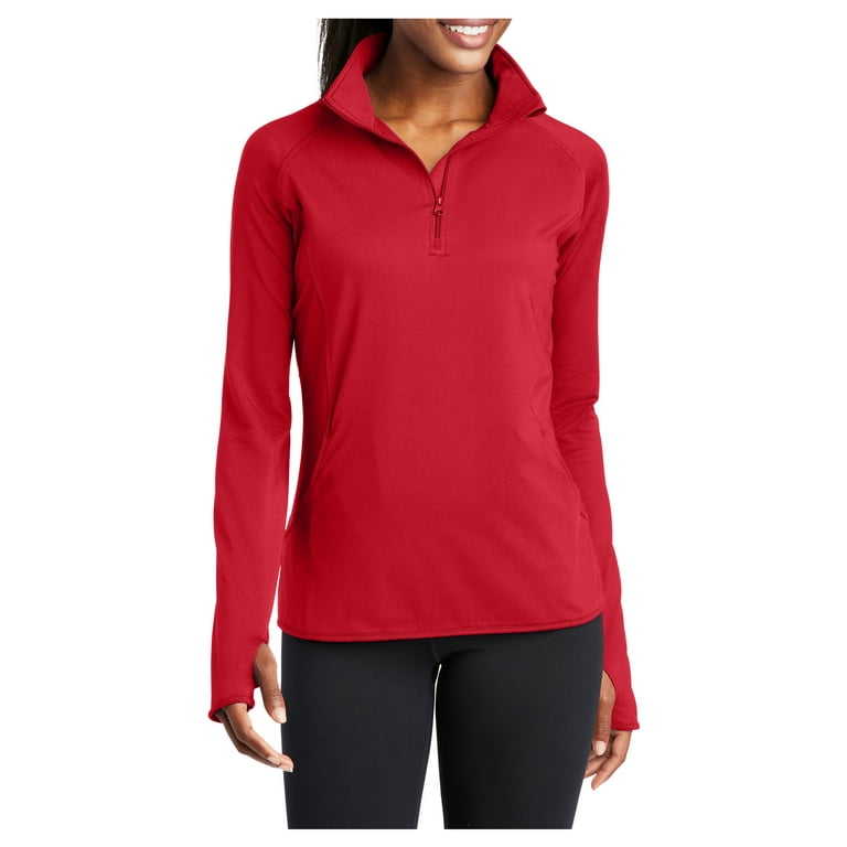 Yellow Rooster Women's Sport Wick Stretch 1/2 Zip Pullover True Red L