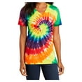 thumbnail image 1 of Yellow Rooster Women's Tie-Dye V-Neck Cotton T-Shirt Rainbow 2XL, 1 of 6