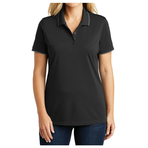 Yellow Rooster Womens Dry Zone UV Micro-Mesh Tipped Polo Deep Black/ Graphite 2XL
