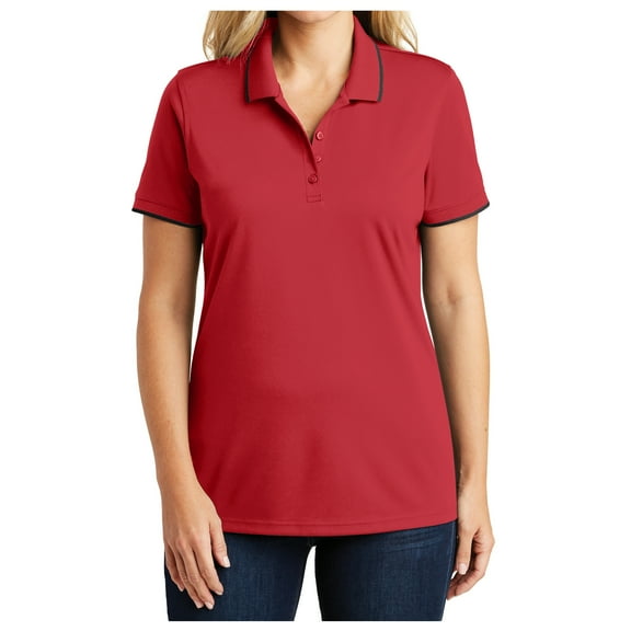 Yellow Rooster Womens Dry Zone UV Micro-Mesh Tipped Polo Rich Red/ Deep Black 3XL