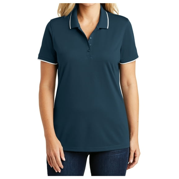 Yellow Rooster Womens Dry Zone UV Micro-Mesh Tipped Polo River Blue Navy/ White S