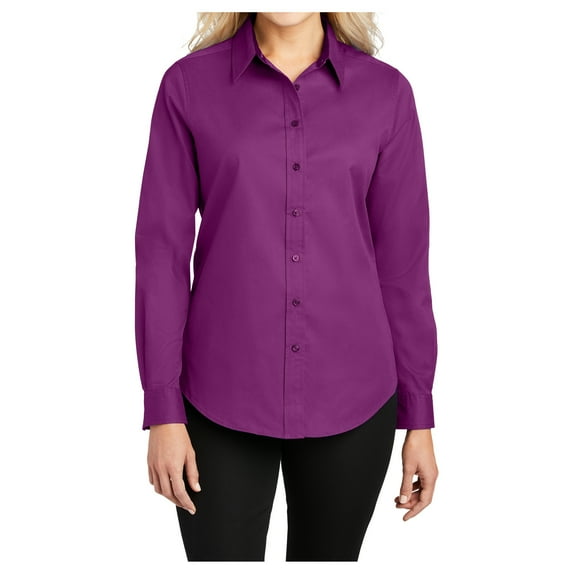 Yellow Rooster Womens Long Sleeve Easy Care Shirt Deep Berry S