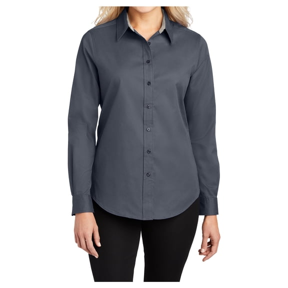 Yellow Rooster Womens Long Sleeve Easy Care Shirt Steel Grey/Light Stone S