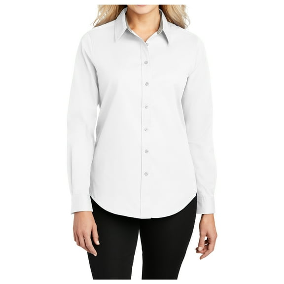 Yellow Rooster Womens Long Sleeve Easy Care Shirt White/Light Stone M