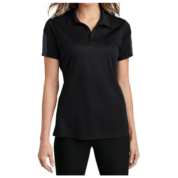 Yellow Rooster Womens PosiCharge Active Textured Colorblock Polo Black/ Grey XL