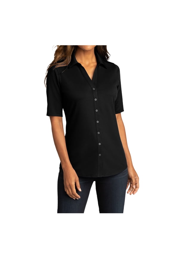 Womens Short Sleeve City Stretch Top Black XL