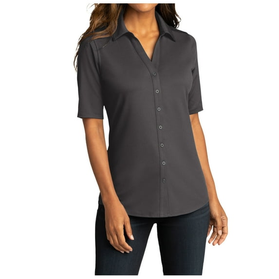 Yellow Rooster Womens Short Sleeve City Stretch Top Graphite 3XL