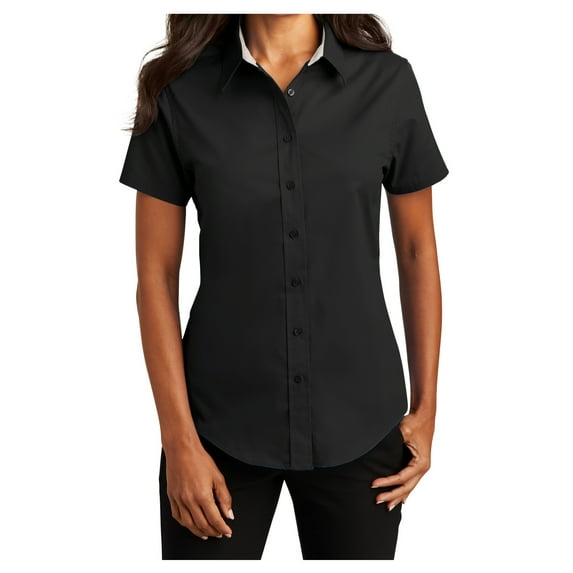 Yellow Rooster Womens Short Sleeve Easy Care Shirt Black/Light Stone 6XL