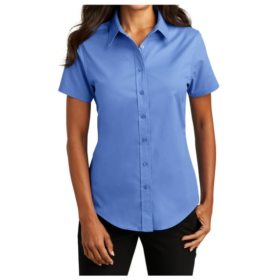 Yellow Rooster Womens Short Sleeve Easy Care Shirt Ultramarine Blue 5XL