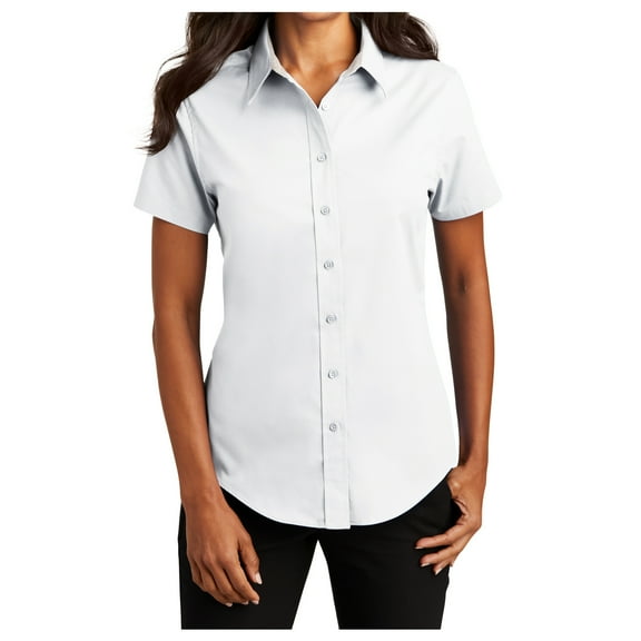 Yellow Rooster Womens Short Sleeve Easy Care Shirt White/Light Stone S