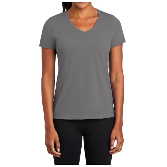 Yellow Rooster Womens Short Sleeve Performance Blend V-Neck Tee Medium Grey 4XL