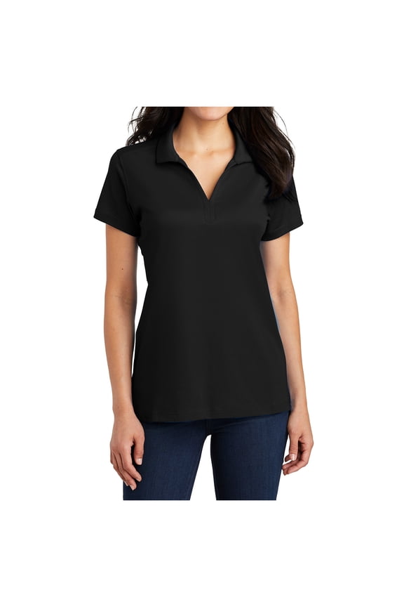 Womens Short Sleeve Rapid Dry Mesh Polo Black S