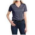 thumbnail image 1 of Yellow Rooster Womens Short Sleeve Shadow Stripe Polo Shirt River Blue Navy S, 1 of 7