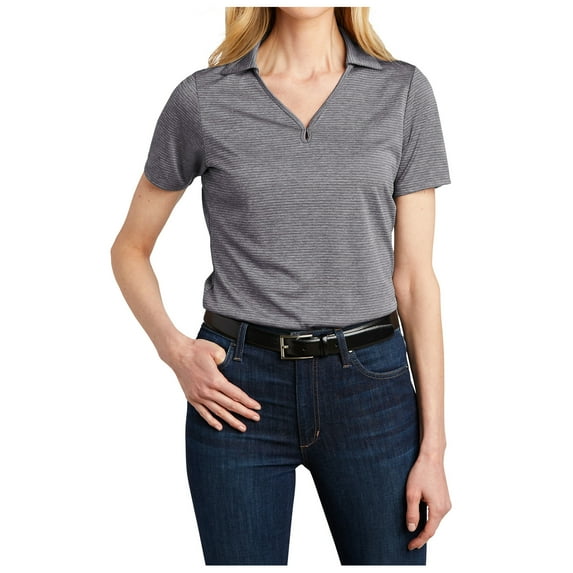 Yellow Rooster Womens Short Sleeve Shadow Stripe Polo Shirt Shadow Grey 3XL