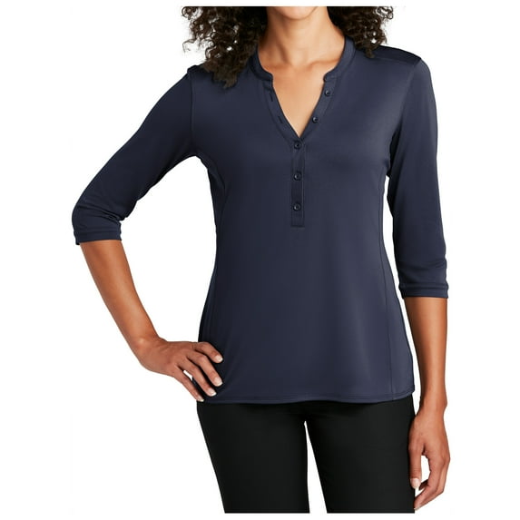 Yellow Rooster Womens Short Sleeve UV Choice Pique Henley True Navy 4XL