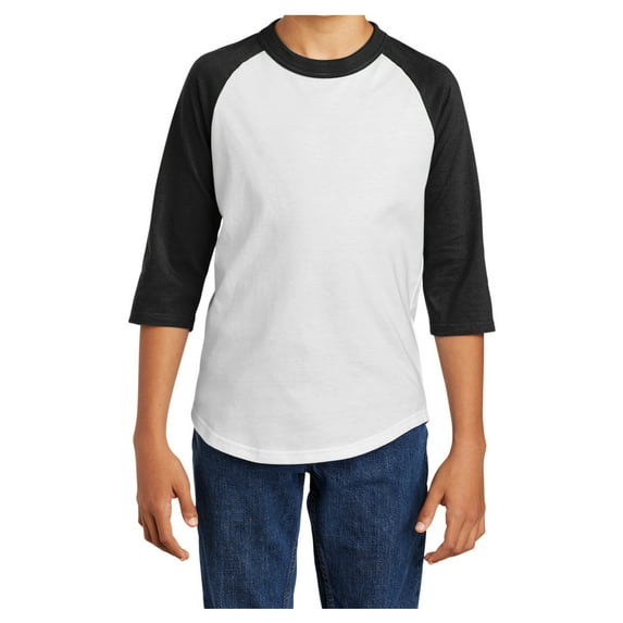Yellow Rooster Youth Colorblock Raglan Jersey White/ Black M
