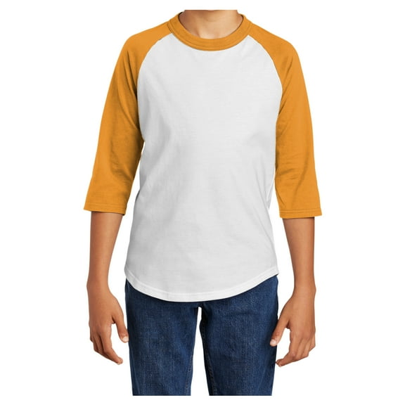 Yellow Rooster Youth Colorblock Raglan Jersey White/ Gold L