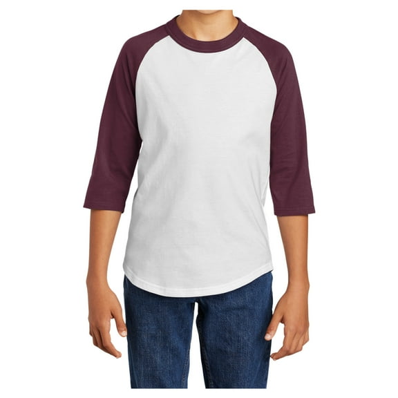 Yellow Rooster Youth Colorblock Raglan Jersey White/ Maroon M
