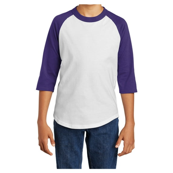 Yellow Rooster Youth Colorblock Raglan Jersey White/ Purple M