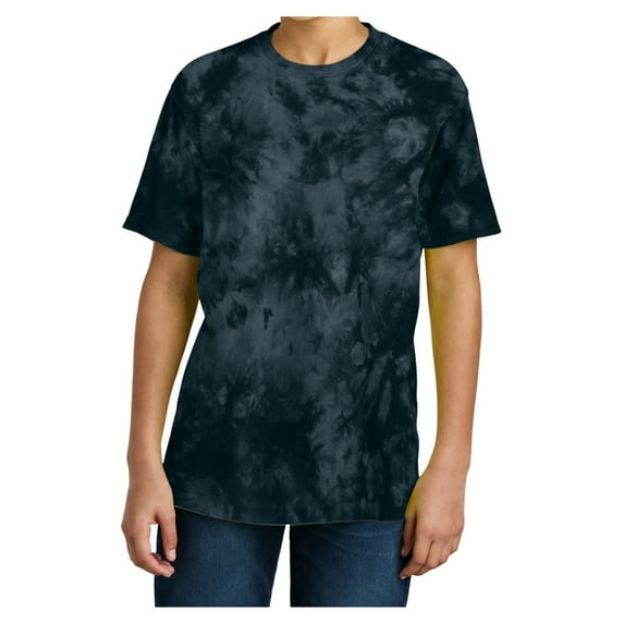 Yellow Rooster Youth Short Sleeve Crystal Tie-Dye Cotton Tee Black XL