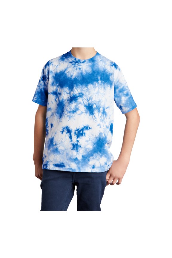 Youth Short Sleeve Crystal Tie-Dye Cotton Tee True Royal XS