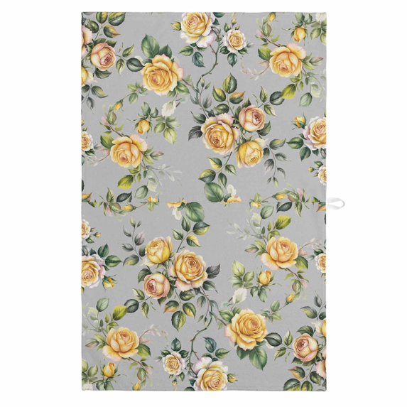 Yellow Rose 1 Pack Kitchen Towel, Water Absorbent Dish Towel, Vintage Country Botanical Floral Vines Decorative Hand Towels - Quick Drying Cloth for Cooking Baking, 18x28 Inch