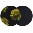 thumbnail image 1 of Yellow Rose Coasters Set of 2, Absorbent Coasters for Drinks, Vintage Abstract Garden Flower Floral Black Coaster for Desk Coffee Table Protection, Home Decor House Warming Gifts 4", 1 of 8
