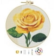 thumbnail image 1 of A Yellow Rose Easy Stamped Cross Stitch Kits for Beginners with Hoop Simple Patterns 11CT Counted Embroidery Needlepoint Crafts Arts for DIY Enthusiasts and Home Decor 26x26cm(6), 1 of 8