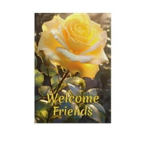 Yellow Rose Flower and Leaves Garden Flag House Banner 12" x 18" Double Sided Outdoor Yard Decoration