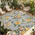 thumbnail image 1 of Yellow Rose Outdoor Rug 6x9 Ft - Reversible Patio Rug Outdoor Camping Rugs, Vintage Country Botanical Floral Vines Washable Indoor Outdoor Area Rugs, Non-Slip Outdoor Carpet Runner for Deck/Porch, 1 of 8