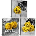 thumbnail image 1 of Yellow Rose Wall Art Kitchen Decor Black and White Flowers Canvas Prints Picture Romantic Floral Love Bathroom Photo Paintings Modern Aesthetic Flower Artwork for Bedroom Home Decorations 14x14”3Pcs, 1 of 13