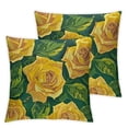 thumbnail image 1 of Yellow Roses Flower Satin Pillowcase for Hair and Skin Silk Pillowcase Pillow Case with Envelope Closure Throw Pillow Cover for Sofa Bedroom Chair Car Home Decor - Standard,, 1 of 7