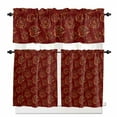 thumbnail image 1 of Yellow Roses Kitchen Curtains and Valances Set, Christmas Xmas Red Background Retro Rod Pocket Window Valance 18 Inch Window Curtain Panels for Living Room Bedroom Laundry, 27.5x24in, 3 Pieces, 1 of 7