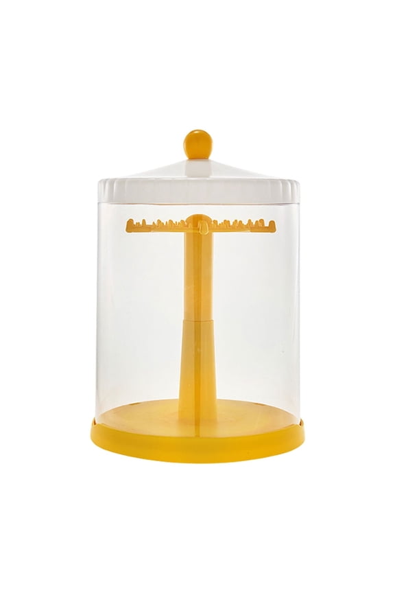 Yellow Rotating Collectible Display Case, 360-Degree Spinning Storage Box for Toys, Action Figures, and Blind Boxes, Bright Organizer with Transparent Cover