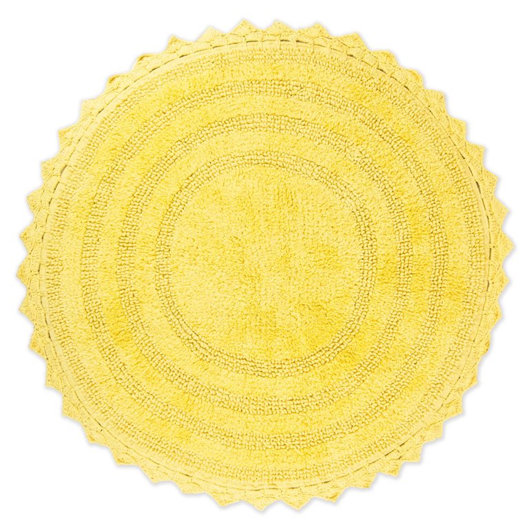 DII Off White Round Crochet Bath Mat