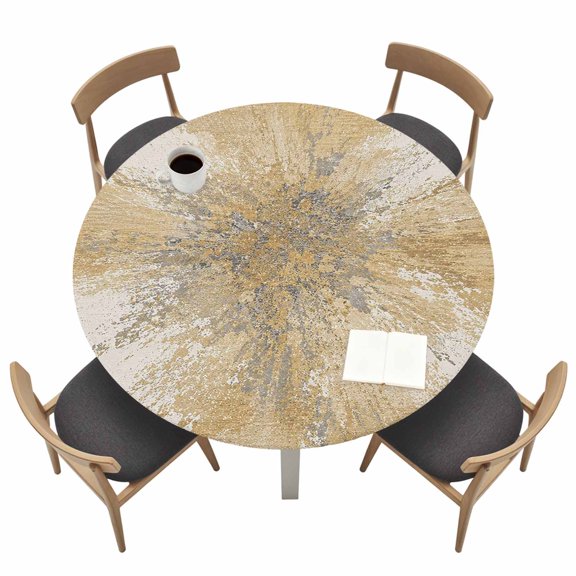 Yellow Round Fitted Table Cover Abstract Yellow Sunburst Vignette Splatter Style Industrial Waterproof Table Cloth with Elastic Edge Wipeable Tablecloth for Picnic Camping Party Fits 36"-44" Tables