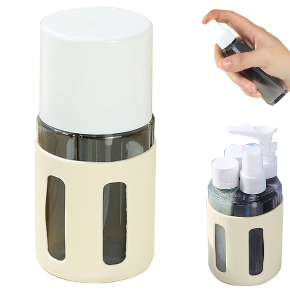 Yellow Round Refill Bottle Set, 4 in 1 Travel Dispanser, Leak Proof Portable Bottles for Toiletries, High Quality for Summer Vacation or Outdoor Adventures