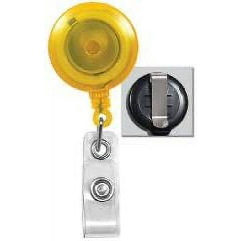 Yellow Round Translucent Plastic Badge Reel - Belt Clip - Clear