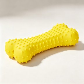 `Yellow Rubber Bone Dog Toy, Durable Chew Toy for Small & Medium Dogs, Interactive Fetch & Dental Play`