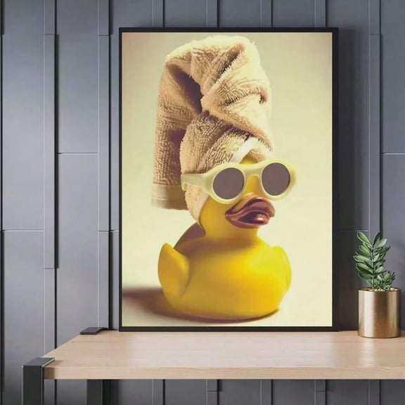 Yellow Rubber Duck Funny Bathroom Wall Art Poster, 16x24 UNFRAMED