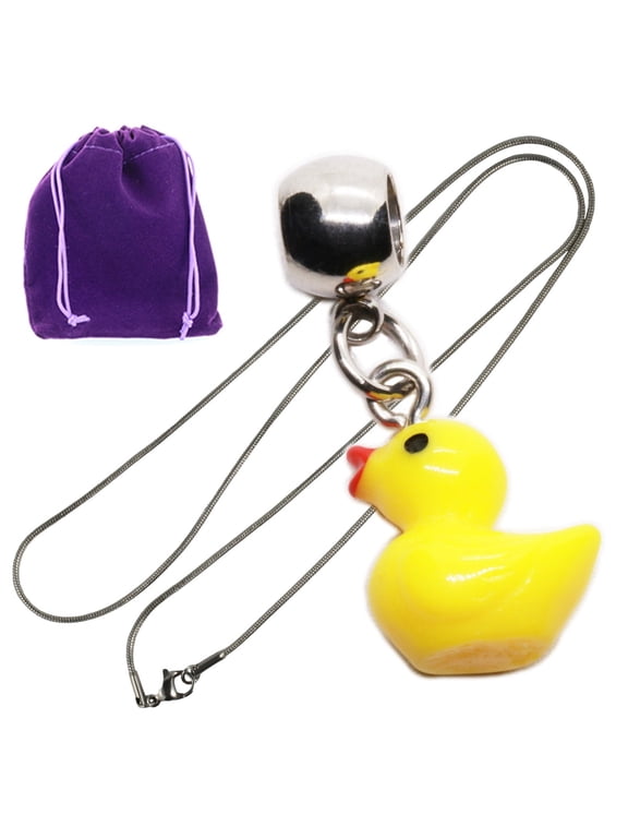 Yellow Rubber Duck Stainless Steel Snake Chain Charm Necklace