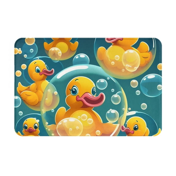 Yellow Rubber Ducks Funny Soap Bubbles Doormat Non Slip Front Door Bathroom Bath Mats Entryway Rug 23.6x15.7 Inch Indoor Door Carpet