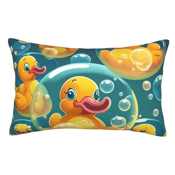 Yellow Rubber Ducks Funny Soap Bubbles Pillowcase 14x20 Rectangle Throw Pillow Case Cover Cushion with Hidden Zipper for Sofa Couch Car