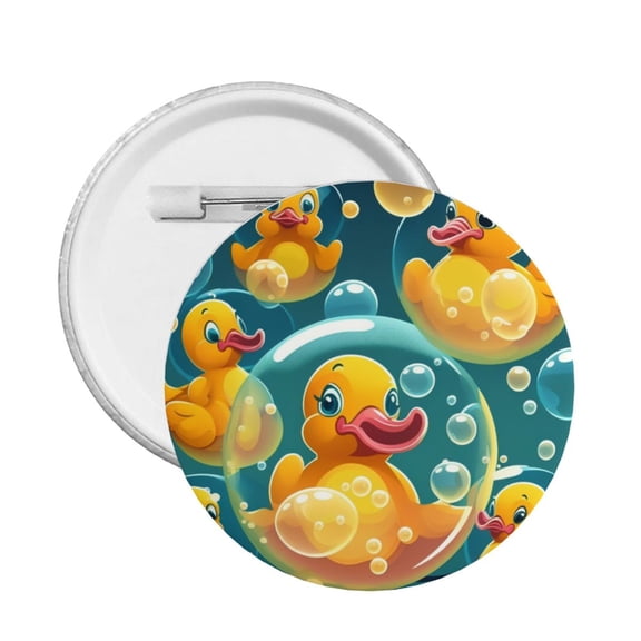 Yellow Rubber Ducks Funny Soap Bubbles Round Button Pin Badge 5PCS Pinback Buttons Lapel Pin for Jacket, Backpack, Hat, Party Favor, Gift