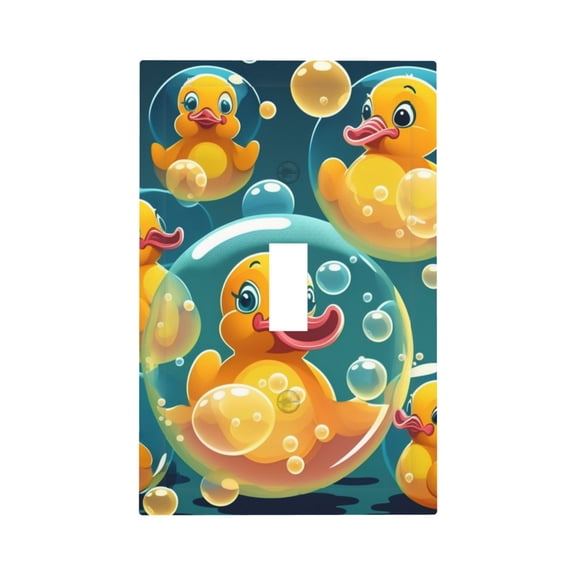 Yellow Rubber Ducks Funny Soap Bubbles Single Toggle Wall Plate 1 Gang Decorative Electrical Outlet Light Switch Cover Switchplate