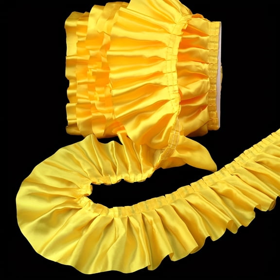 Yellow Ruffle Ribbon 3inch Wide Ruffle Trim Lace Craft Supply for Sewing, Decor