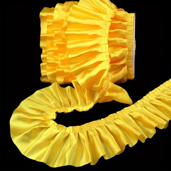 Yellow Ruffle Ribbon 3inch Wide Ruffle Trim Lace Craft Supply for Sewing, Decor
