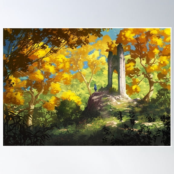 Yellow Ruins Poster Wall Art, Modern Wall Decor, 8x12 UNFRAMED