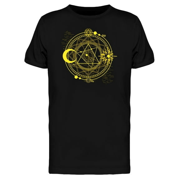 Yellow Sacred Geometry Circle T-Shirt Men -Image by Shutterstock, Male Large